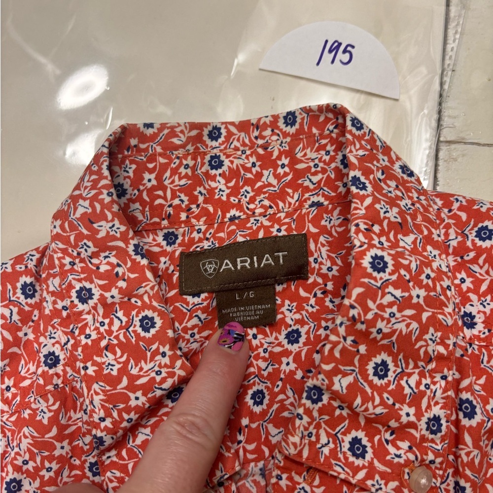 Ariat Mens Size Large Alejandro Classic Fit Poplin Shirt Button Western Print - Picture 7 of 7